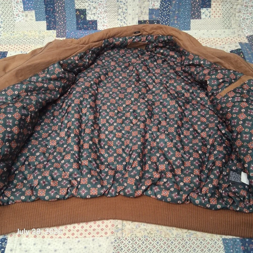 Vintage Hunt Club Womens Leather Bomber Jacket Size 2X Brown Soft Lined